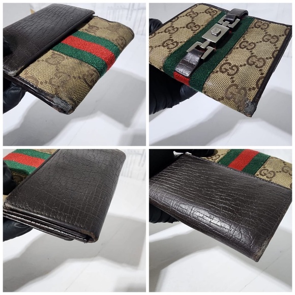 Authentic GUCCI Monogram Web Wallet Brown/Beige - Picture 4 of 15